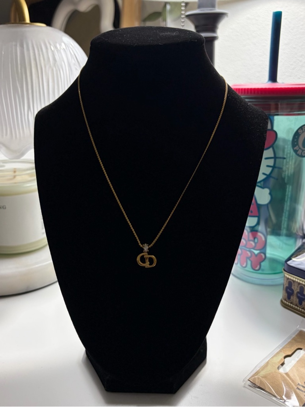 Dior Gold Double 'D' Interlocking Pendant Necklace - Picture 2 of 3